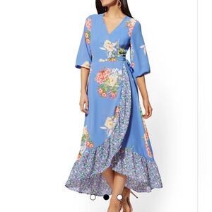 New York & Company Blue Floral Maxi Dress